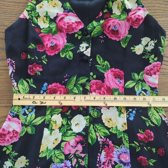 Rickie Freeman for Teri Jon Vintage Silk Dress Sleeveless Floral Colorful Maxi 4 - Picture 10 of 13